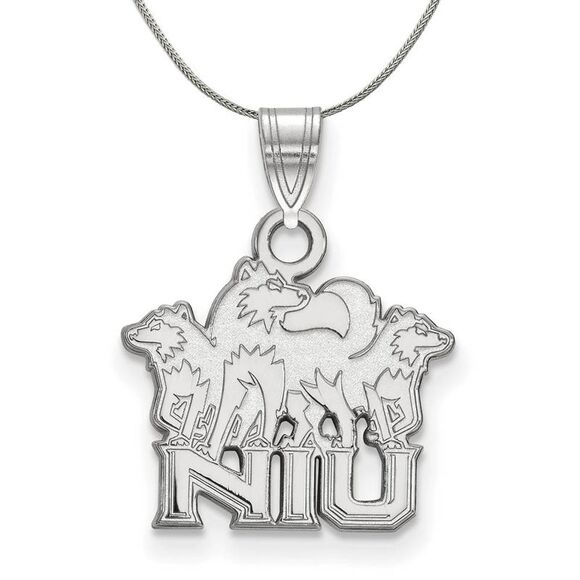Sterling Silver Northern Illinois U. Small 'NIU' Logo Necklace - 24 In - Picture 1 of 8